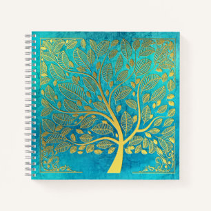 Carnet Tourquoise Blue et Gold Tree of Life