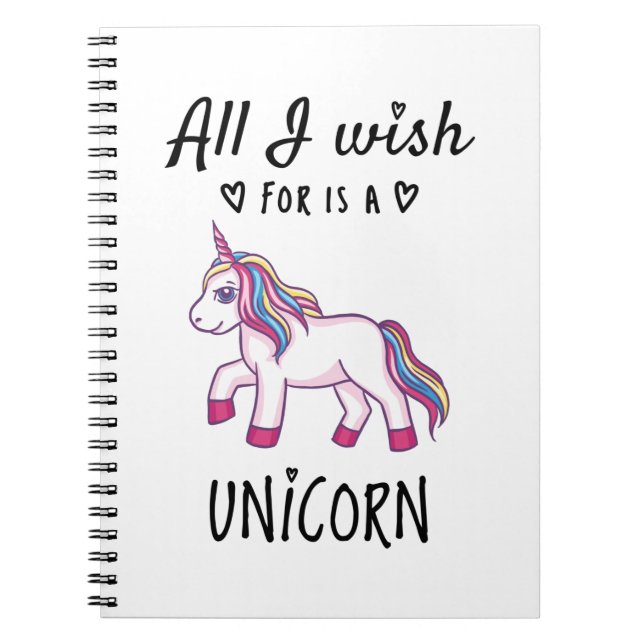 Carnet Tout ce que je souhaite est une Licorne (Devant)