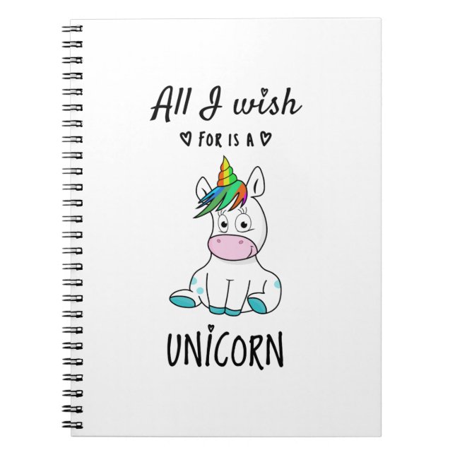 Carnet Tout ce que je souhaite est une Licorne (Devant)
