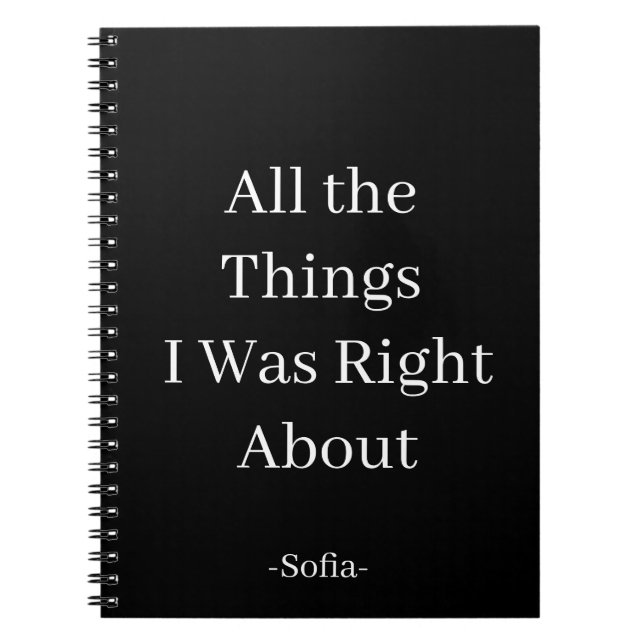 Carnet Toutes les choses dont j'avais raison (Devant)