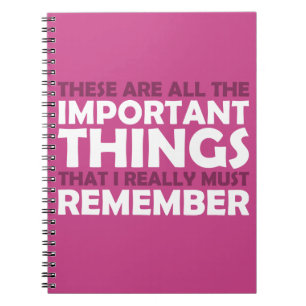 Carnet Toutes les choses importantes que je dois me