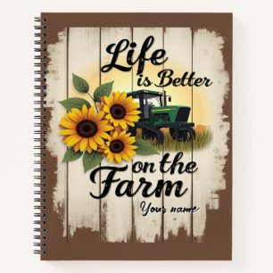 Carnet Tracteur personnalisé et Sunflower Art