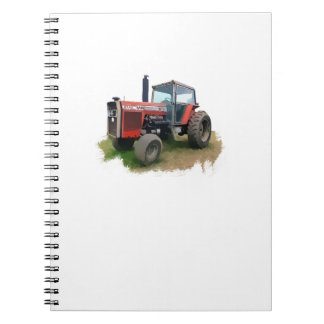 Carnet Tracteur rouge de Massey Ferguson dans le domaine