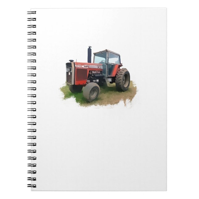 Carnet Tracteur rouge de Massey Ferguson dans le domaine (Devant)