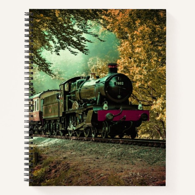 Carnet Train Locomotive Retro Leviers Vintages Automne (Devant)