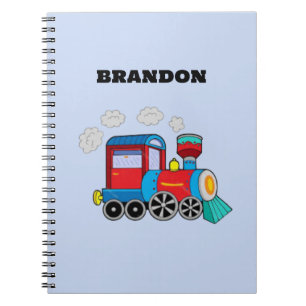 Carnet Train pour garçons bleu personnalisé avec nom