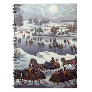 Carnet Traîneaux de Noël vintage, Central Park en hiver