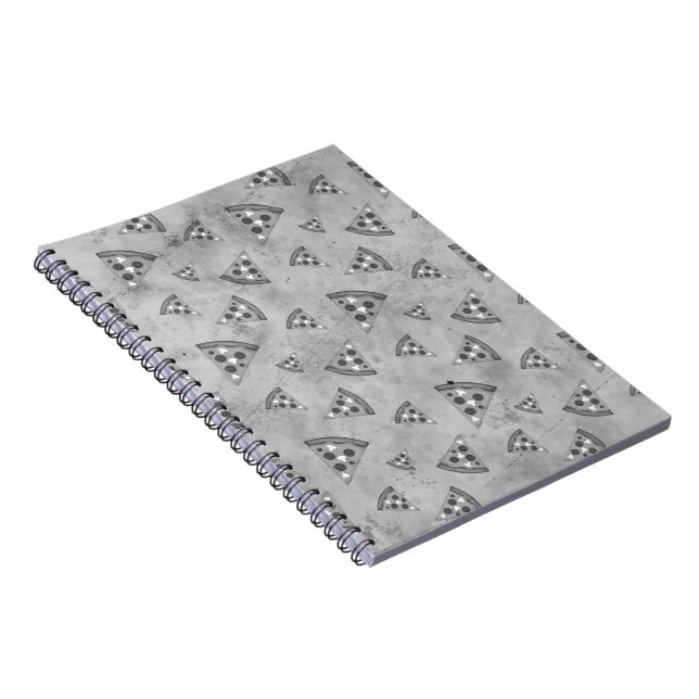 Carnet Tranches de pizza cool motif noir blanc gris vinta (Côté Droit)