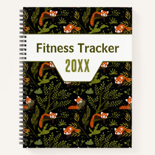 Carnet Traqueur de Fitness Jungle Sombre Panda Roux