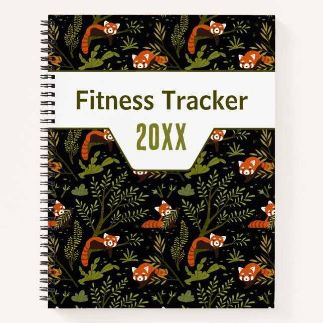 Carnet Traqueur de Fitness Jungle Sombre Panda Roux (Devant)