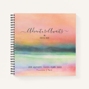 Carnet Travel Adventure Couple Pink Watercolor Carré