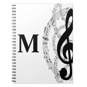 Carnet treble clef musique note musicien monogramme