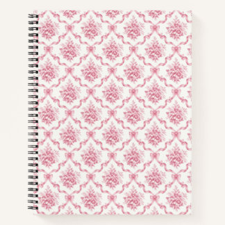 Carnet Treillis de ruban français rose Bouquet floral en