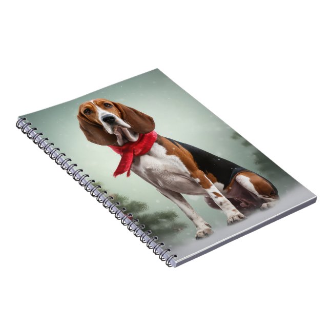 Carnet Trek Walker Coonhound Dog en Noël de neige (Côté Droit)