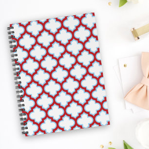 Carnet Trellis blanc et rouge, treillis, Quatrefoil