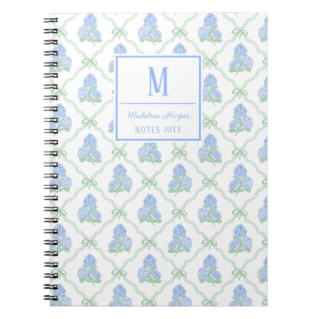 Carnet Trellis Préparatoire Arc Bleu & Hydrangeas Verts M (Devant)