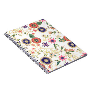 Carnet Trendy Colorful Folk Floral Original Golden Design