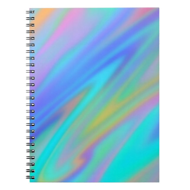 Carnet Trendy luxe vert bleu violet faux holographique (Devant)