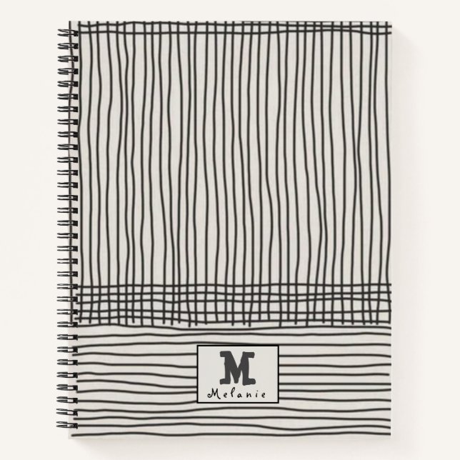Carnet Trendy modern art lines Abstract minimal Monogram  (Devant)