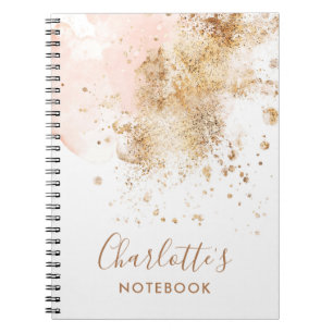 Carnet Trendy Pink Gold Nom Script Monogram Élégant