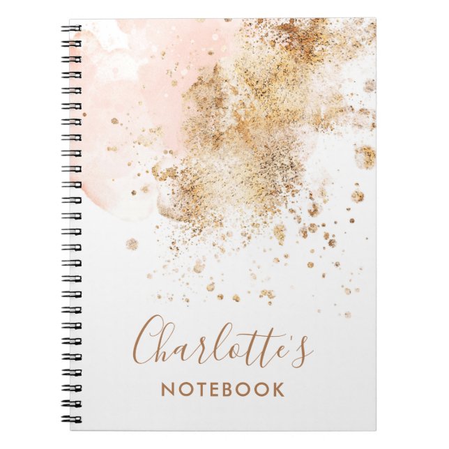 Carnet Trendy Pink Gold Nom Script Monogram Élégant (Devant)