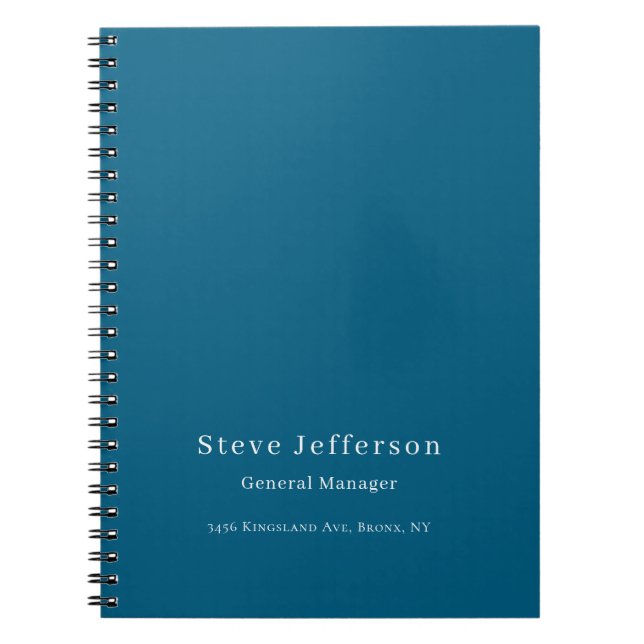 Carnet Trendy Stylish Elegant Minimalist Plain Blue (Devant)