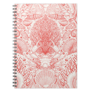 Carnet Trésors de plage en rouge corail