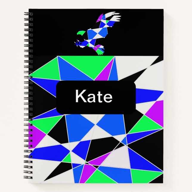 Carnet Triangle abstrait bleu violet blanc  (Devant)
