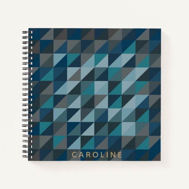 Carnet Triangle géométrique Motif Turquoise bleu personna (Devant)