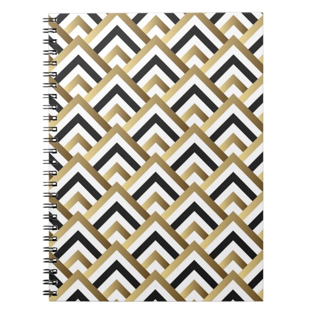 Carnet Triangles Abstraits : Noir Or sans joint (Devant)
