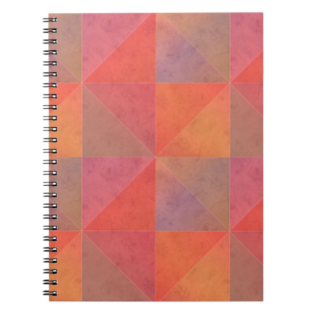 Carnet Triangles d'aquarelle géométriques orange rose rou (Devant)