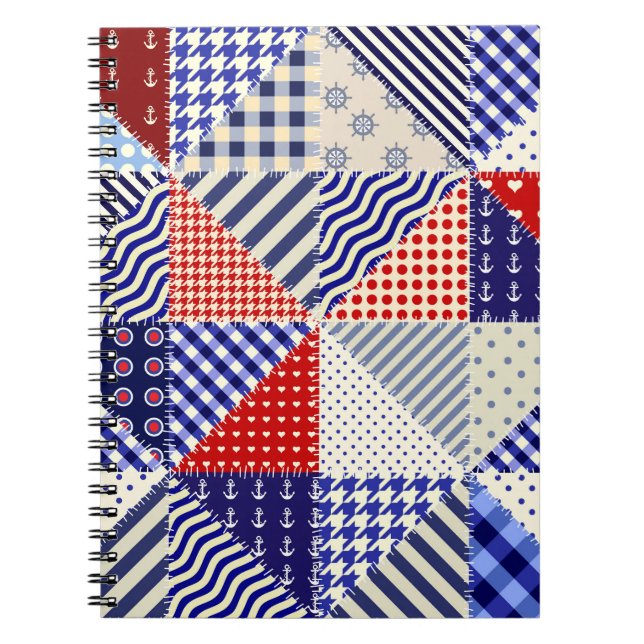 Carnet Triangles De Patchwork Rétro Style Nautique (Devant)