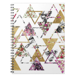 Carnet Triangles géométriques de marbre floral chic d'o