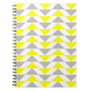 Carnet Triangles géométriques jaune, gris, motif blanc