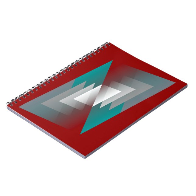 Carnet Triangles gris turquoise sur bordeaux (Côté gauche)