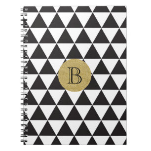 Carnet Triangles noirs et blancs et or Glamour Chic