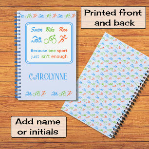 Carnet Triathlon motif nage vélo courir slogan sportif