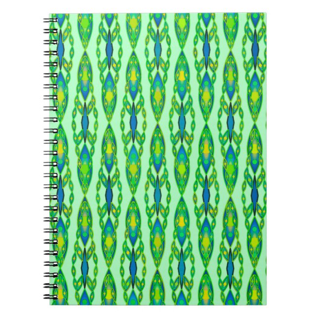 Carnet Tribal Batik - Mint, Emerald Green et Blue (Devant)
