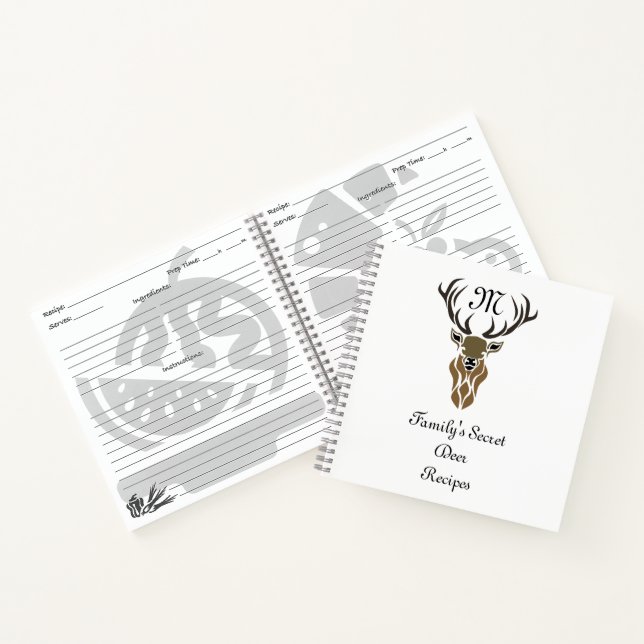 Carnet Tribal Black Stag Silhouette Monogram Deer Recette (Intérieur)