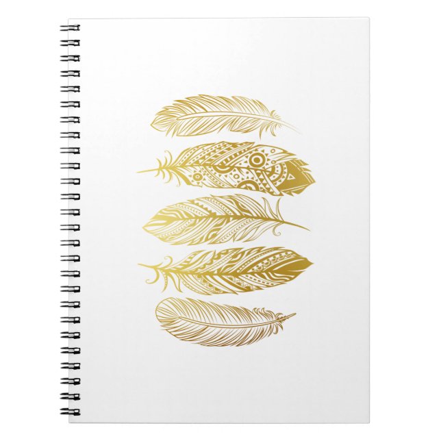 Carnet tribal d'impression de plume d'or de Faux (Devant)