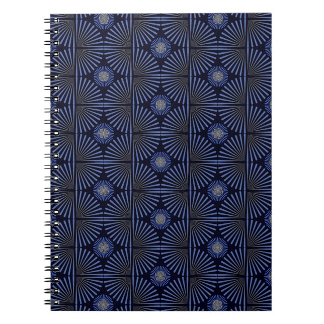 Carnet Tribal Géométrique gris et bleu (Devant)