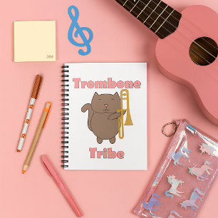 Carnet Tribu du trombone Kawaii Brown Cat Lettres roses