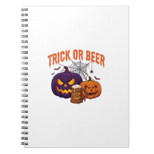Carnet Trick Or Beer Mug Citrouilles Halloween Toile D'ar