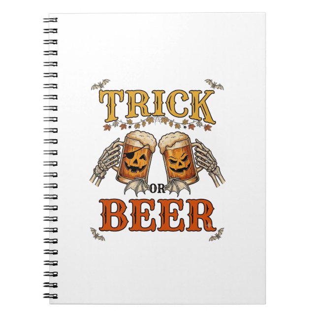 Carnet Trick Or Beer Mug Halloween Citrouille Mains de Sq (Devant)