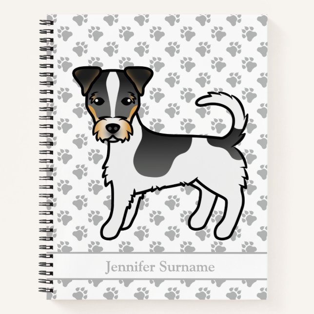Carnet Tricolor Jack Russell Terrier à poil dur & Nom (Devant)