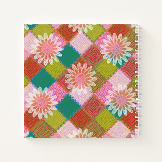 Carnet tricoter Daisy vert rose (Dos)
