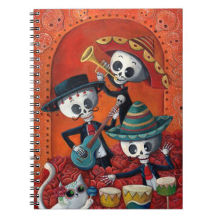 Carnet Trio de mariachi de Dia de Los Muertos Skeleton