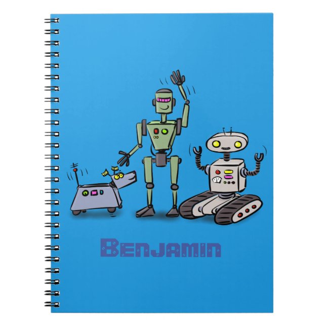 Carnet Trio de robots mignons et heureux dessin animé (Devant)
