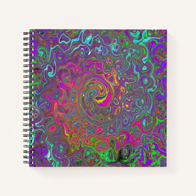 Carnet Trippy Hot rose Abstrait Retro Liquid Swirl (Devant)