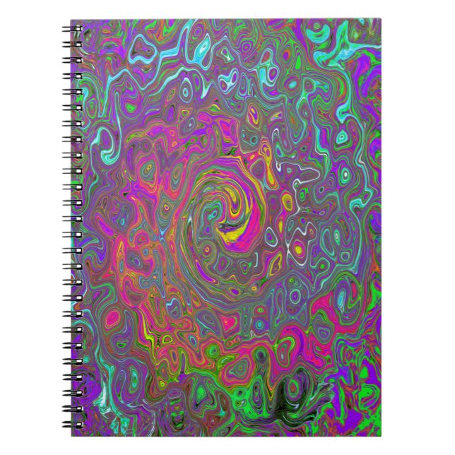 Carnet Trippy Hot rose Abstrait Retro Liquid Swirl (Devant)